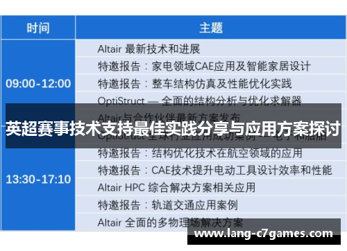 英超赛事技术支持最佳实践分享与应用方案探讨
